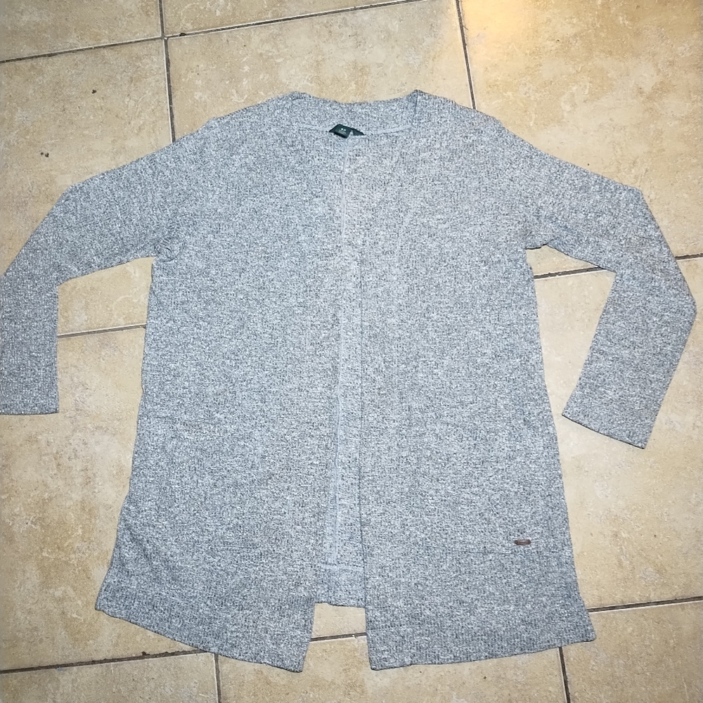Roots Grey Long Knit Open Cardigan Sweater with Pockets Size S/P